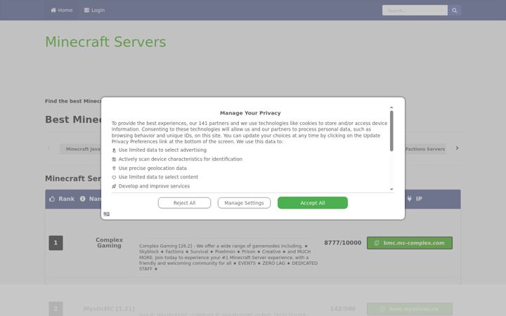Zrzut ekranu best-minecraft-servers.co