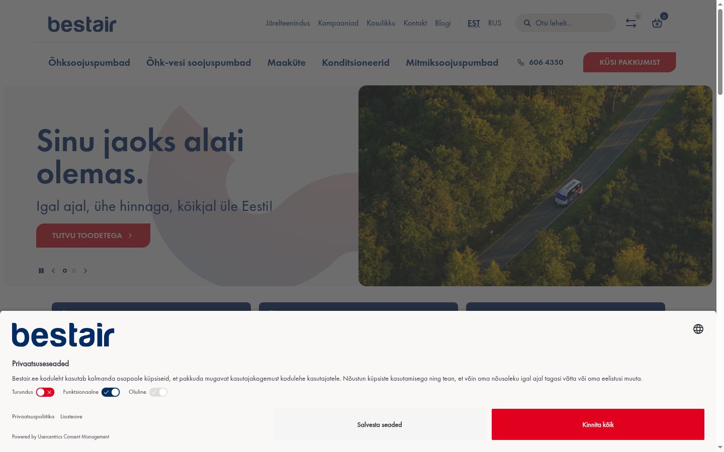 Screenshot des Einwilligungsbanners vor jeglicher Interaktion