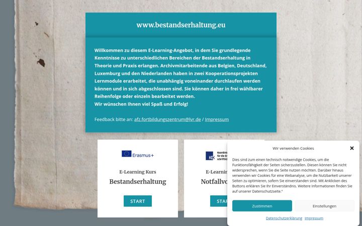 Screenshot van bestandserhaltung.eu