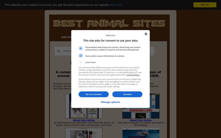 Screenshot of bestanimalsites.com