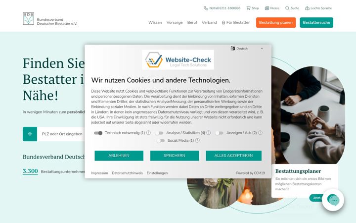 Screenshot of bestatter.de