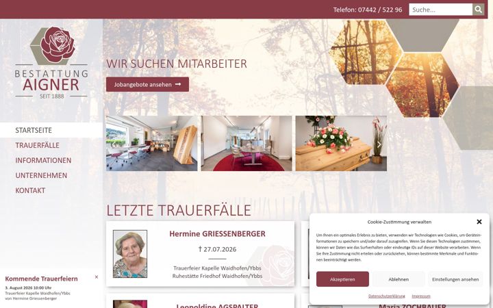 Screenshot of bestattung-aigner.at