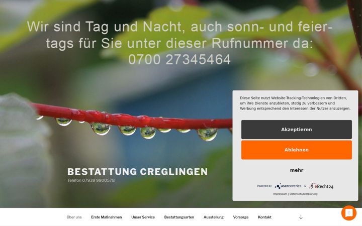 Screenshot of bestattung-creglingen.de