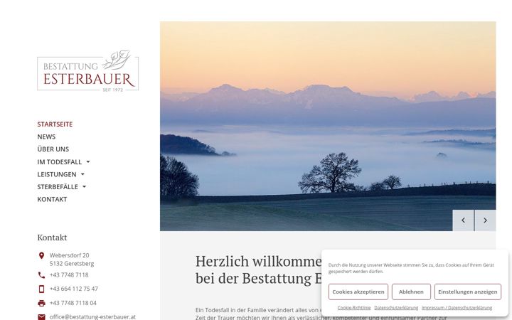 Screenshot of bestattung-esterbauer.at