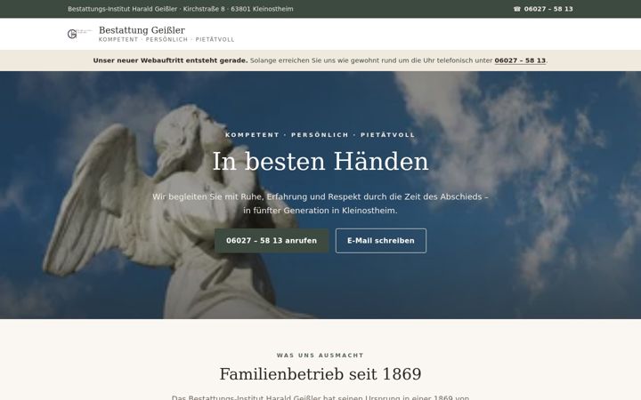 Ekraanipilt saidist bestattung-geissler.de