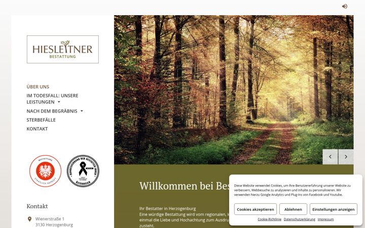 Screenshot of bestattung-hiesleitner.at