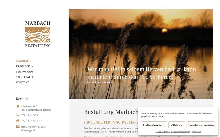 Skärmbild av bestattung-marbach.at