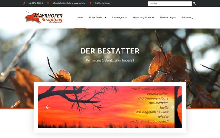 Screenshot van bestattung-mayrhofer.at