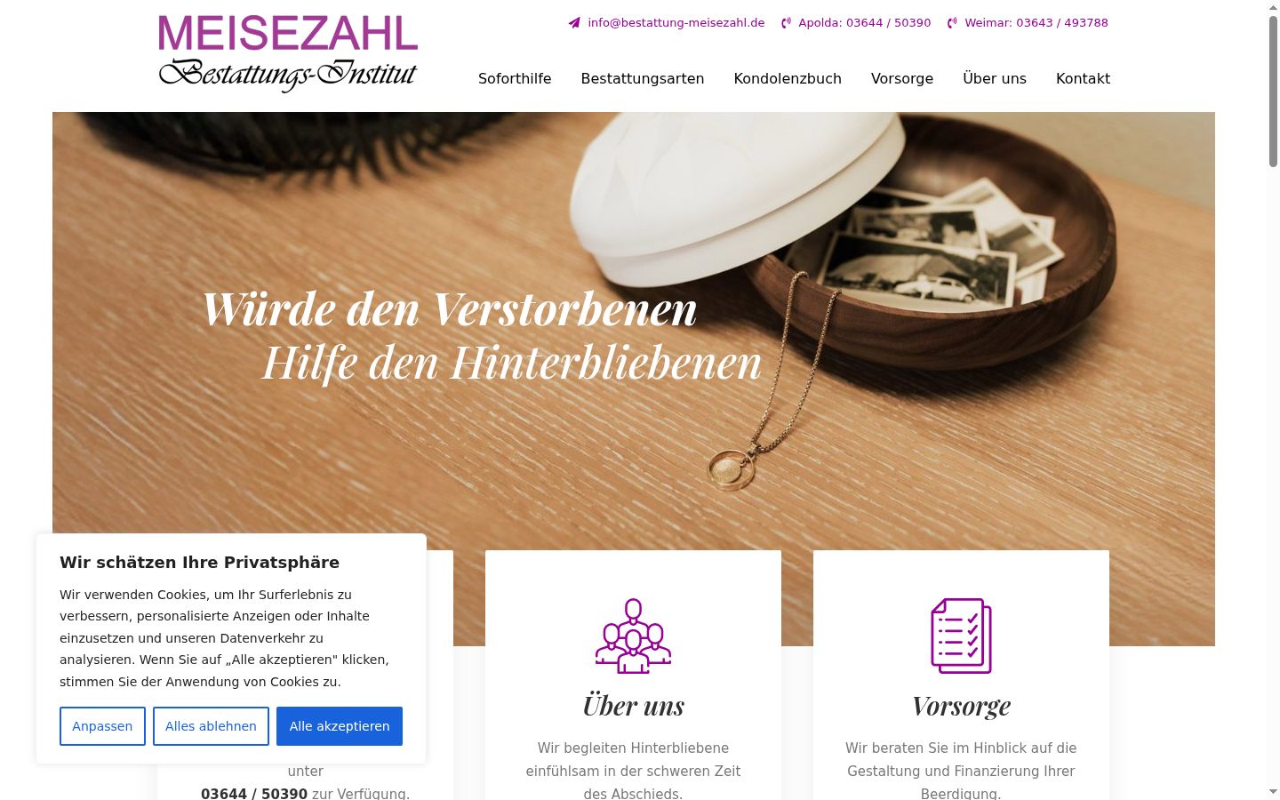 Screenshot des Einwilligungsbanners vor jeglicher Interaktion