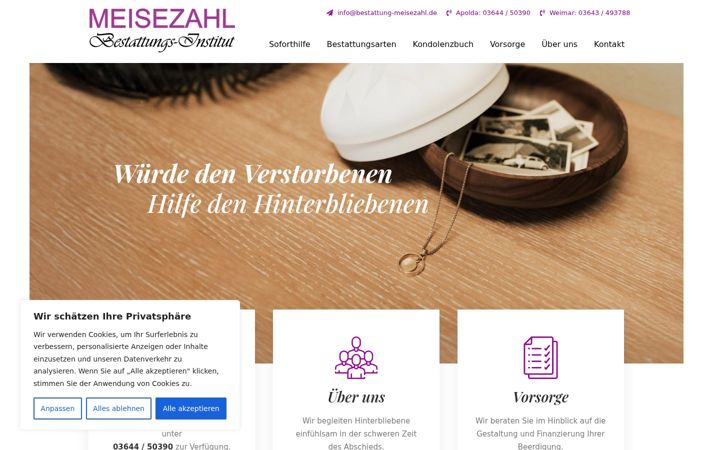 Zrzut ekranu bestattung-meisezahl.de
