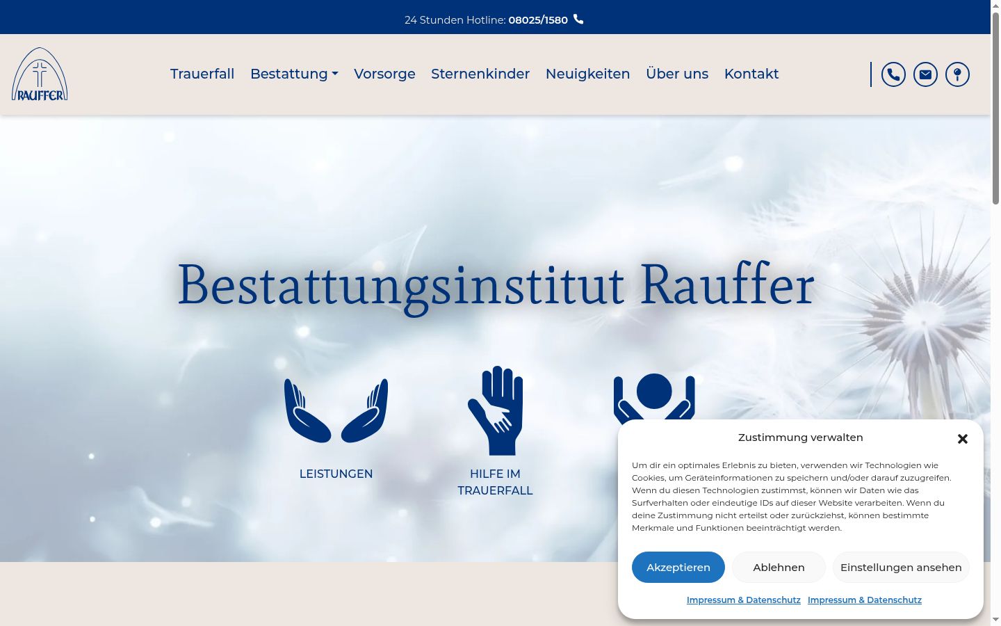 Screenshot des Einwilligungsbanners vor jeglicher Interaktion