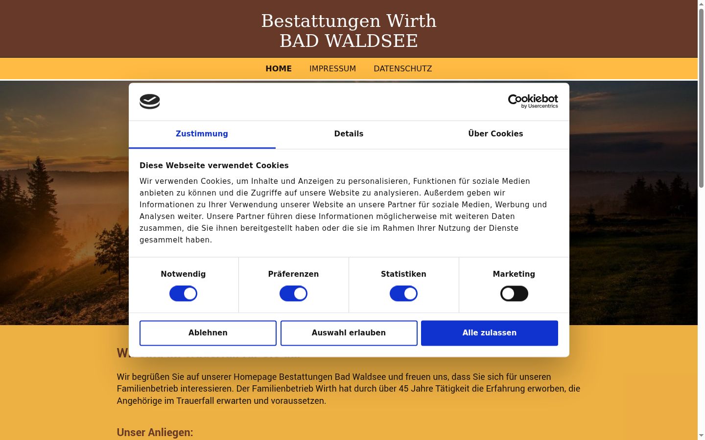 Ekrānuzņēmums ar piekrišanas baneri, kas tika rādīts pirms jebkādas mijiedarbības