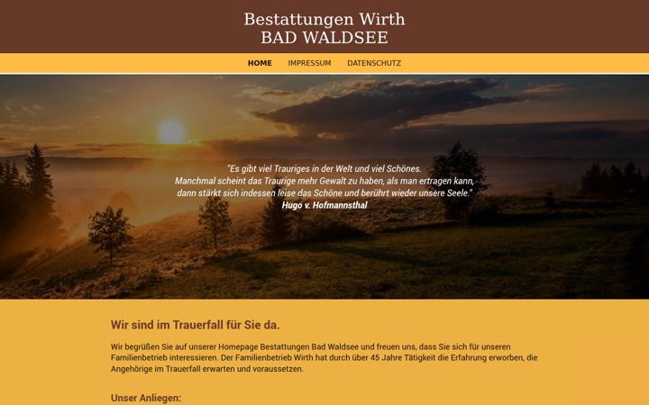 Screenshot of bestattungen-badwaldsee.de