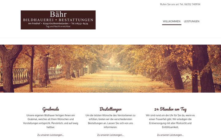 Screenshot of bestattungen-baehr.de