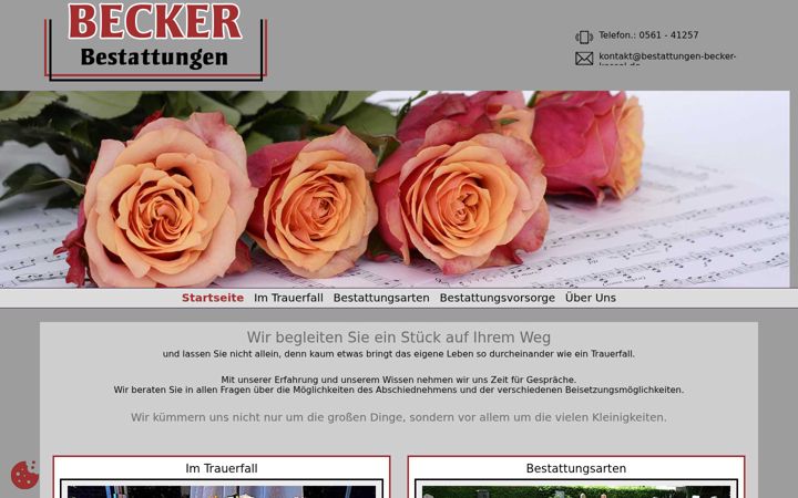 Zrzut ekranu bestattungen-becker-kassel.de