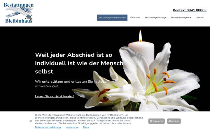 Screenshot of bestattungen-bleibinhaus.de