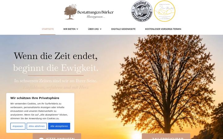 Zrzut ekranu bestattungen-buerker.de
