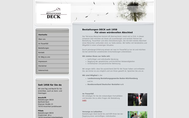 Zrzut ekranu bestattungen-deck.de