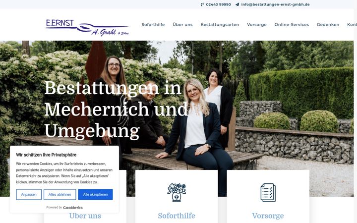 Ekrānuzņēmums no bestattungen-ernst-gmbh.de