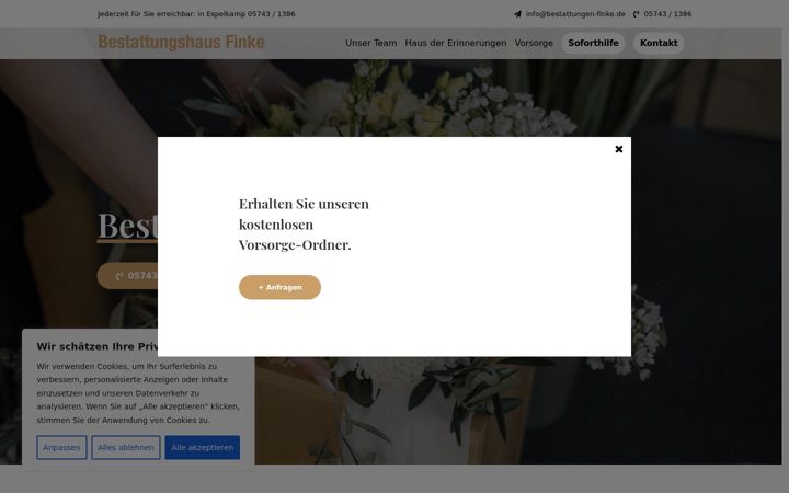 Екранна снимка на bestattungen-finke.de