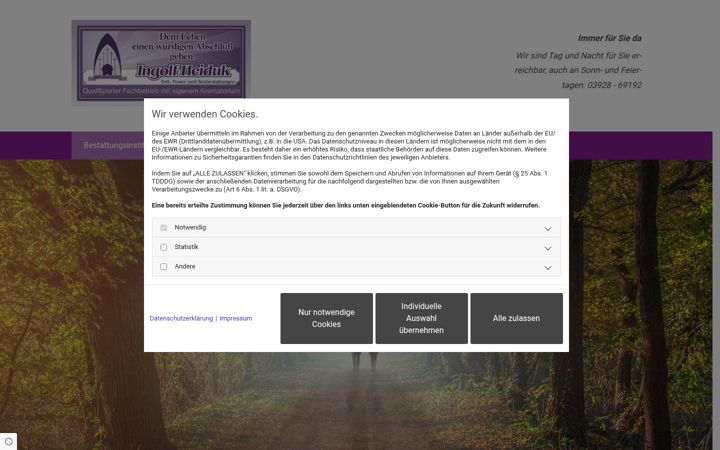 Screenshot of bestattungen-heiduk.de