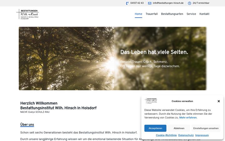 Ekrano kopija bestattungen-hinsch.de