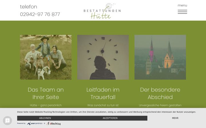 Screenshot of bestattungen-huette.de