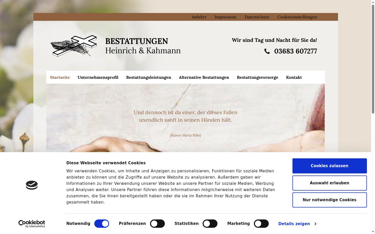 Screenshot des Einwilligungsbanners vor jeglicher Interaktion