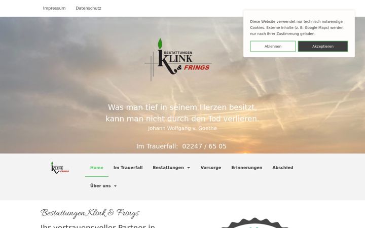 Screenshot of bestattungen-klink-frings.de