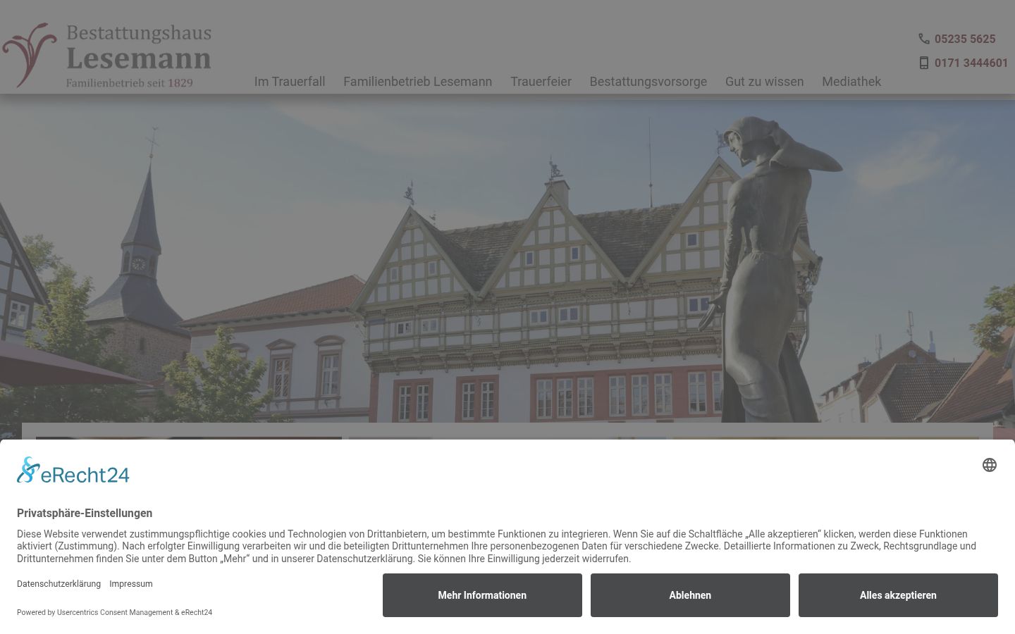Screenshot des Einwilligungsbanners vor jeglicher Interaktion