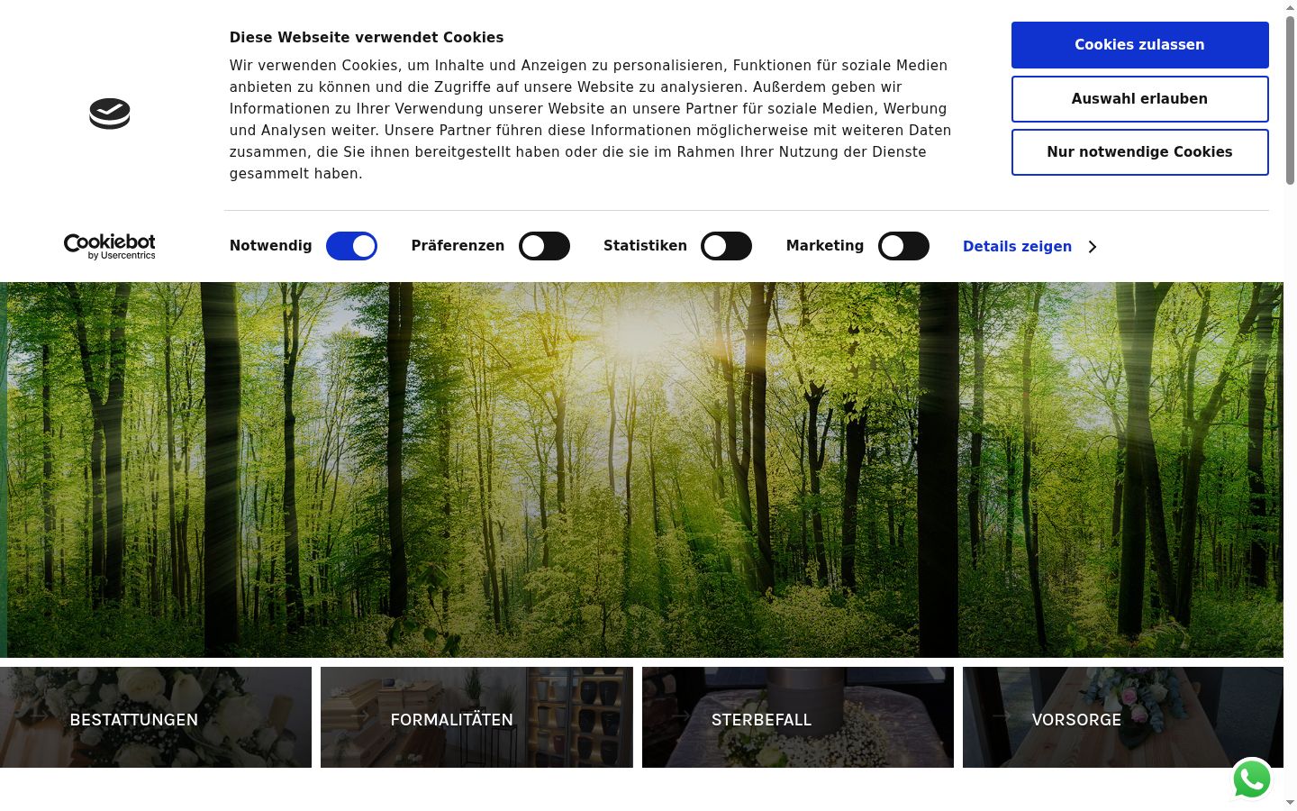 Screenshot des Einwilligungsbanners vor jeglicher Interaktion
