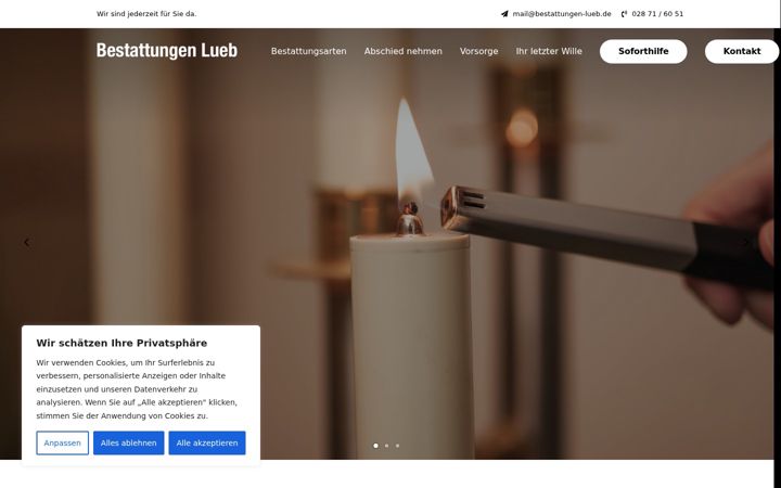 Екранна снимка на bestattungen-lueb.de
