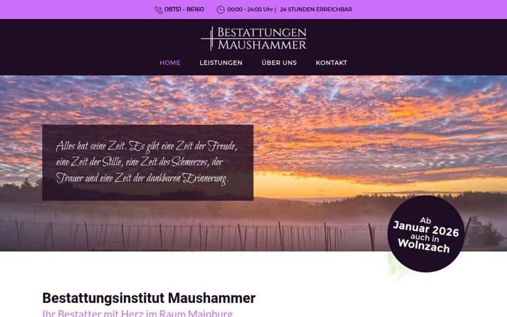 Screenshot of bestattungen-maushammer.de