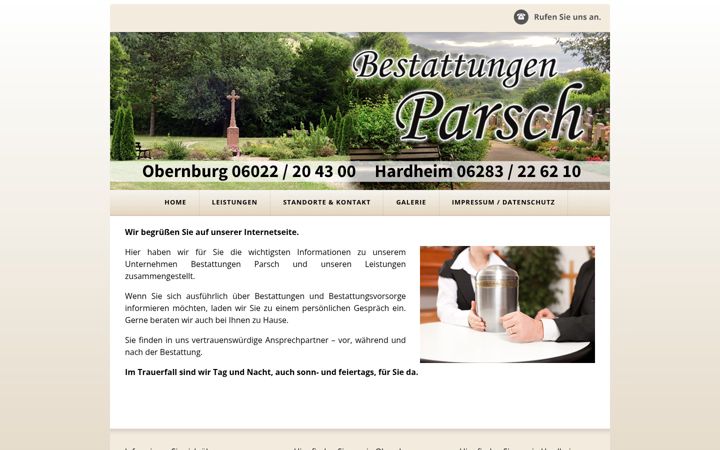 Screenshot of bestattungen-parsch.de