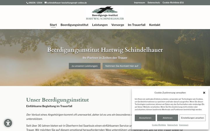 Screenshot του bestattungen-schindelhauer.de