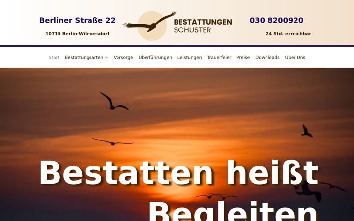 Screenshot του bestattungen-schuster.de