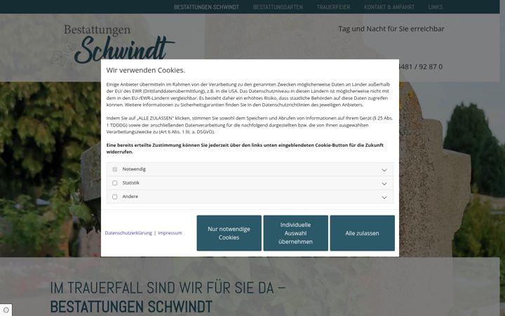 Screenshot του bestattungen-schwindt.de