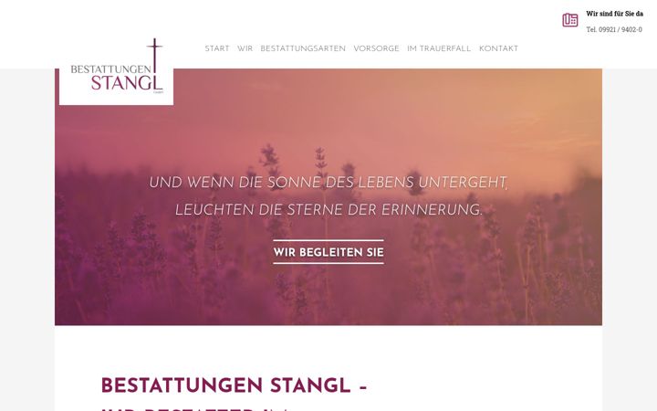 Snímek obrazovky bestattungen-stangl.de