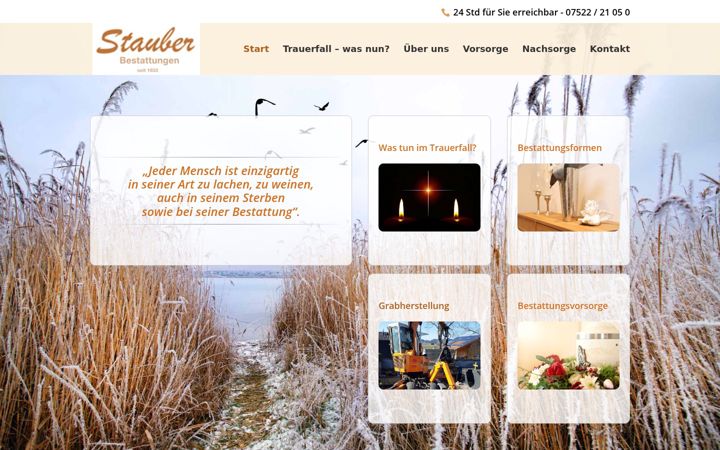 Snímek obrazovky bestattungen-stauber.de