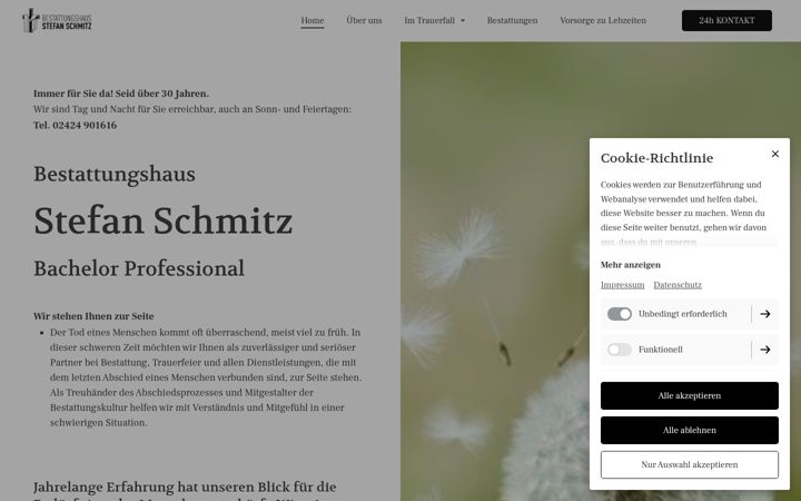Snímek obrazovky bestattungen-stefan-schmitz.de