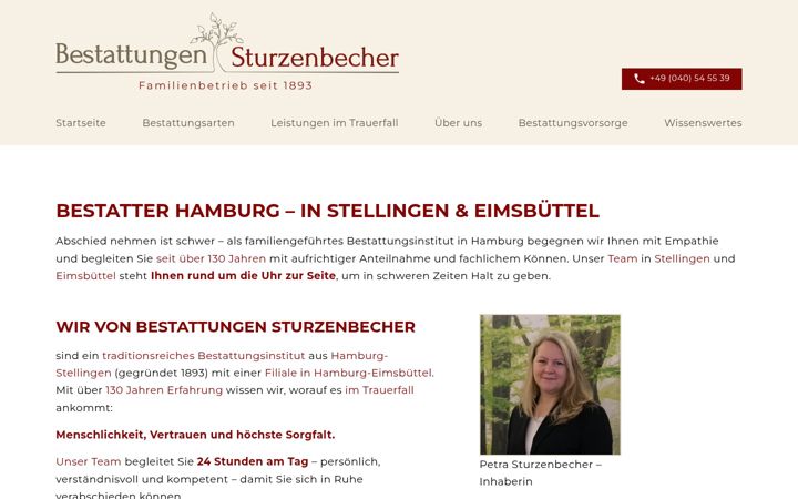 Screenshot of bestattungen-sturzenbecher.de