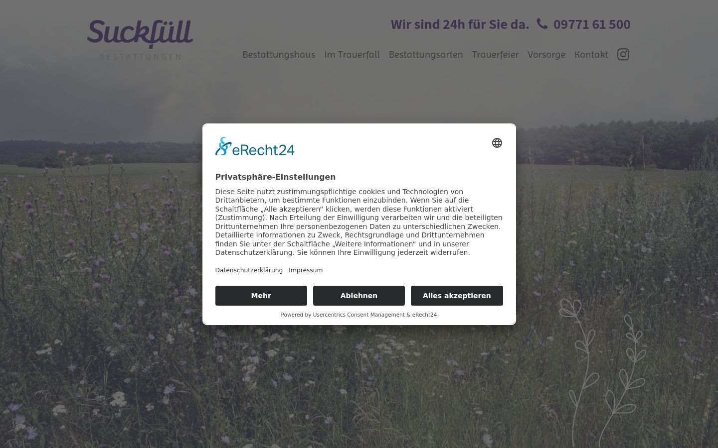 Screenshot des Einwilligungsbanners vor jeglicher Interaktion