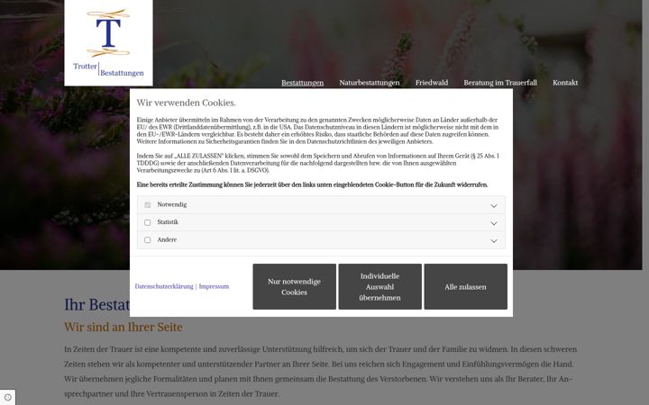 Screenshot of bestattungen-trotter.de