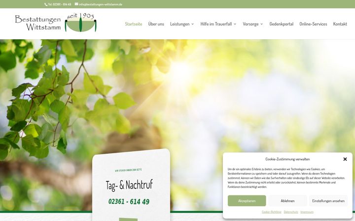 Screenshot of bestattungen-wittstamm.de