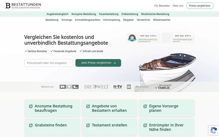 Screenshot of bestattungen.de