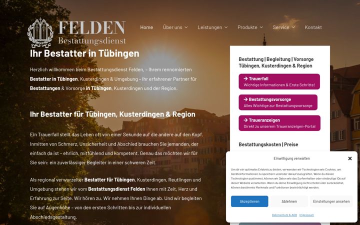Screenshot of bestattungsdienst-felden.de