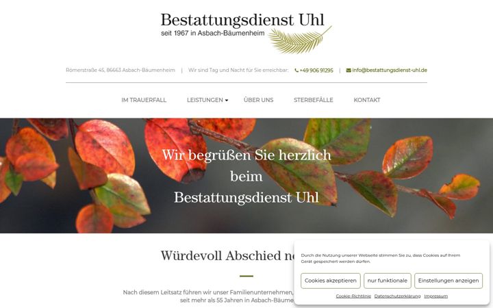 Zrzut ekranu bestattungsdienst-uhl.de