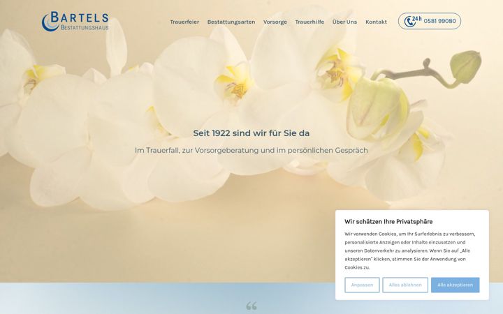 Screenshot of bestattungshaus-bartels.de