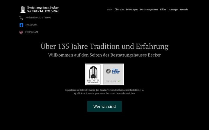Screenshot of bestattungshaus-becker.de