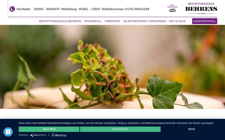 Screenshot of bestattungshaus-behrens.de